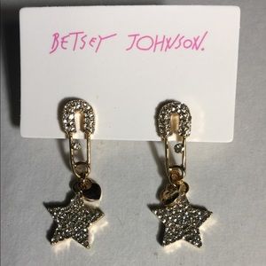 Betsey Johnson gold post earrings with crystals